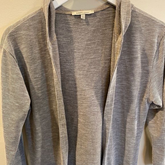 Cozy Casual Open Duster Cardigan Gray Small - Picture 2 of 7